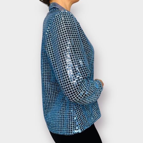 90s Necessary Objects Blue Sparkle Top - Picture 6 of 7